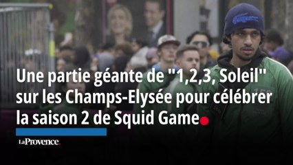 Une partie géante de "1,2,3, Soleil" sur les Champs-Elysée pour célébrer la saison 2 de Squid Game