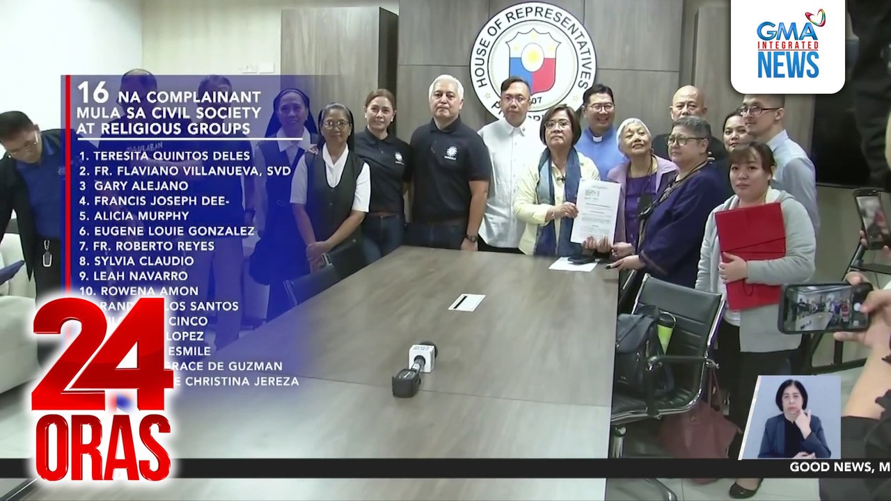 Reklamong impeachment, inihain ng 16 indibidwal mula sa iba-ibang grupo; indendorso ng 1 party-list | 24 Oras