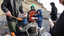 Surf Fishing & Camping on a Beach - Halibut Catch & Cook