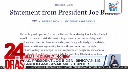 U.S. Pres. Joe Biden, binigyan ng pardon ang anak na si Hunter | 24 Oras