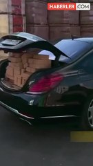 Lüks araçla inşaat malzemesi taşıdı