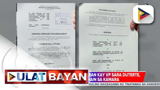 Impeachment complaint laban kay VP Sara Duterte, pormal nang inihain at iniendorso ng isang mambabatas