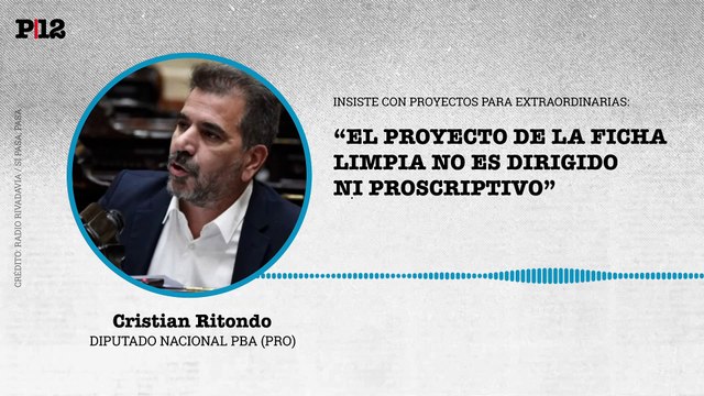 Ritondo asegura que el proyecto de Ficha Limpia no es dirigido ni proscriptivo