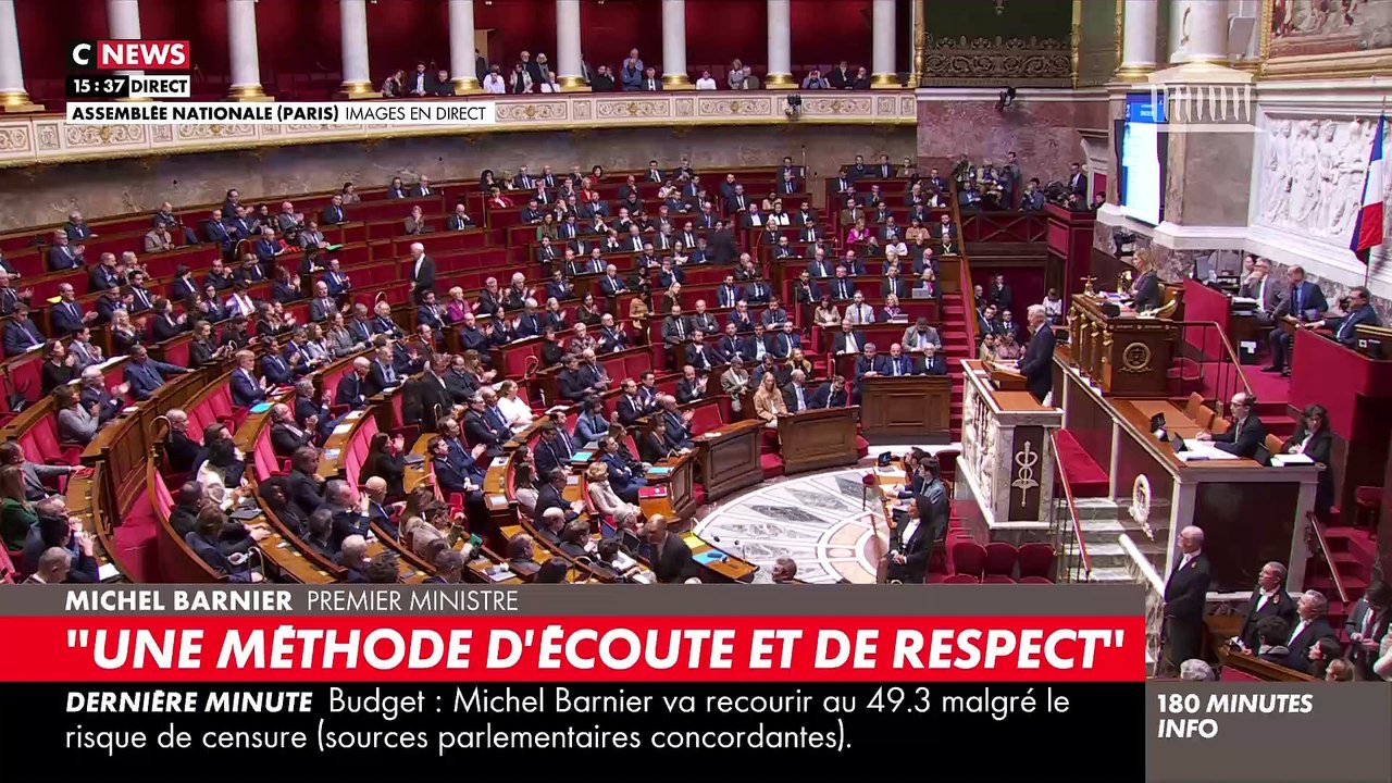 Le Premier ministre Michel Barnier déclenche le 49.3: "Nous sommes à un moment de vérité, je suis allé au bout du dialogue"