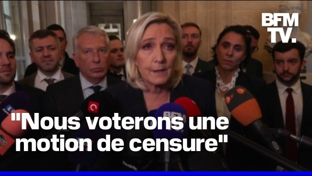 Activation du 49.3: Marine Le Pen annonce que le RN votera une motion de censure
