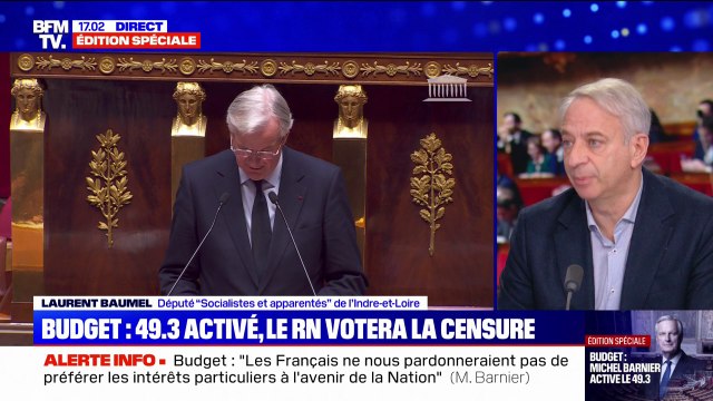 Menace de censure de Michel Barnier: On ne se détermine pas par rapport au RN. On se détermine par rapport à ce qui nous est proposé , indique Laurent Baumel (PS)