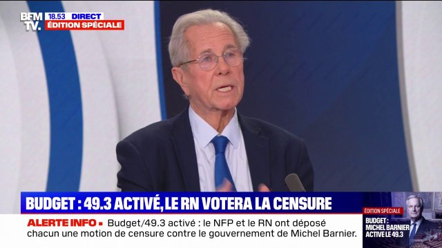 Menace de censure de Michel Barnier: C'était écrit , juge Jean-Louis Debré (ancien président du Conseil constitutionnel et de l'Assemblée)