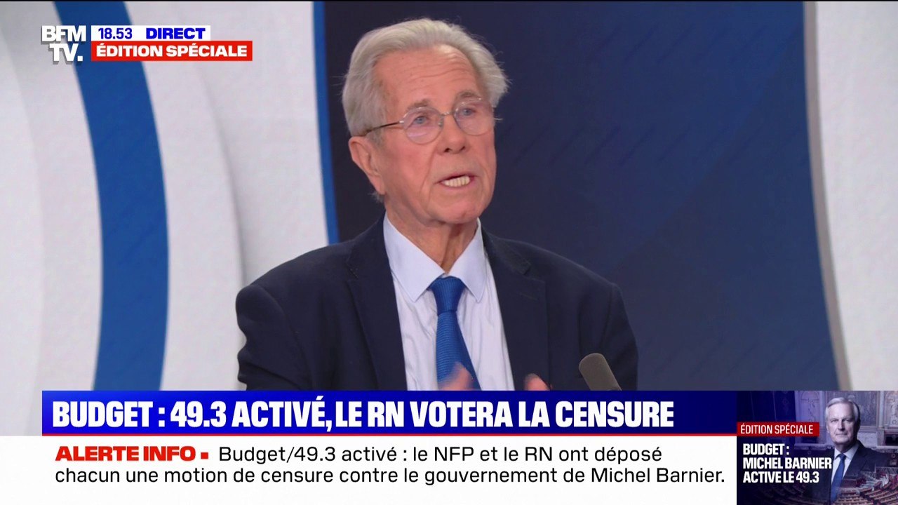 Menace de censure de Michel Barnier: "C'était écrit", juge Jean-Louis Debré (ancien président du Conseil constitutionnel et de l'Assemblée)