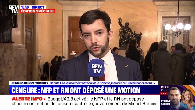 Menace de censure de Michel Barnier: On prend la responsabilité de notre statut de premier parti d'opposition au macronisme , explique Jean-Philippe Tanguy (RN)