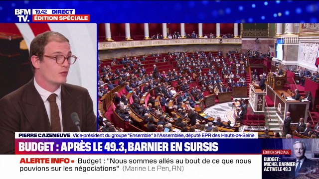 Menace de censure de Michel Barnier: Ce qui est triste ce soir, c'est l'irresponsabilité du RN et de la gauche , affirme Pierre Cazeneuve (Ensemble)