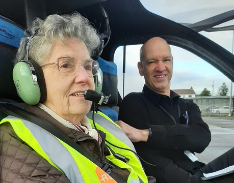 Kathleen McConnell marks 90th birthday in a gyrocopter over Derry