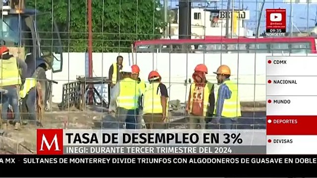 Tasa de desempleo en 3% durante el tercer trimestre del 2024: Inegi