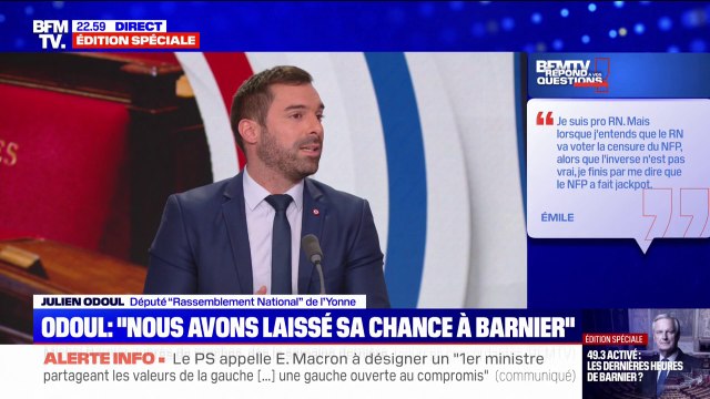 Avec une majorité RN, oui. Donc pas maintenant : Julien Odoul (RN) sur l'éventualité de voir Jordan Bardella accéder à Matignon