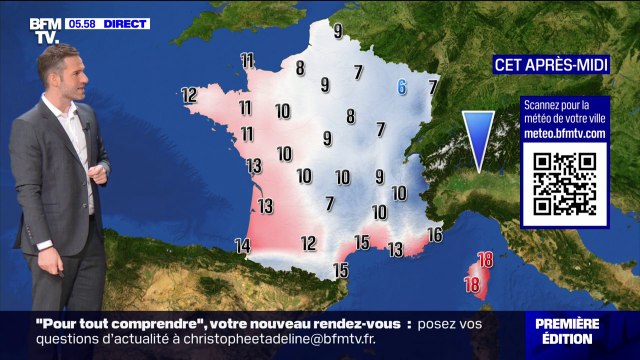 De la pluie et de la grisaille sur le nord-est et l'ouest de la France, avec des températures comprises entre 6°C et 18°C... La météo de ce mardi 3 décembre