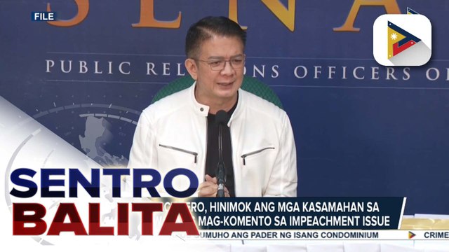 Senate Pres. Escudero, hinikayat ang mga kasamahan niya sa senado na iwasang magkomento sa isyu ng impeachment complaint.