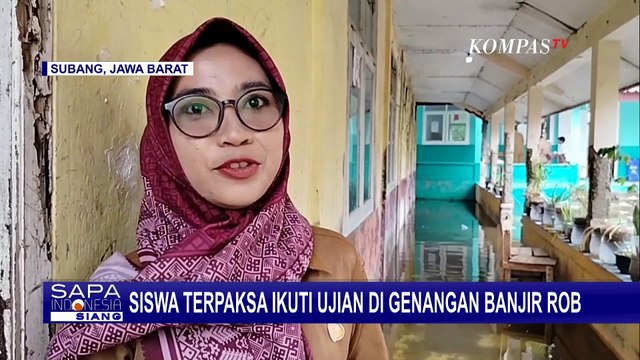 Ruang Kelas Terendam Banjir Rob, Siswa SD di Subang Terpaksa Tetap Jalani Ujian Serentak