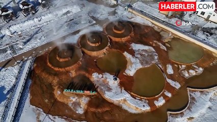 Sibirya Soğunda Termal Su Kenarında Isınmaya Çalışan Kedi