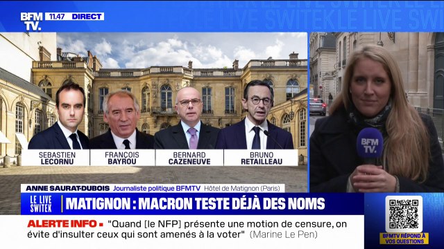 Qui pour potentiellement remplacer Michel Barnier à Matignon en cas de censure? BFMTV répond à vos questions