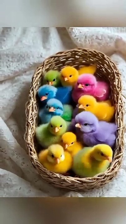 Colorful chick sound - baby chicken video -cute chicks chirping #cuteanimals #birds #chick