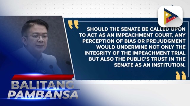 Senate Pres. Escudero, hinimok ang mga kasamahan sa Senado na iwasang mag-komento sa impeachment issue