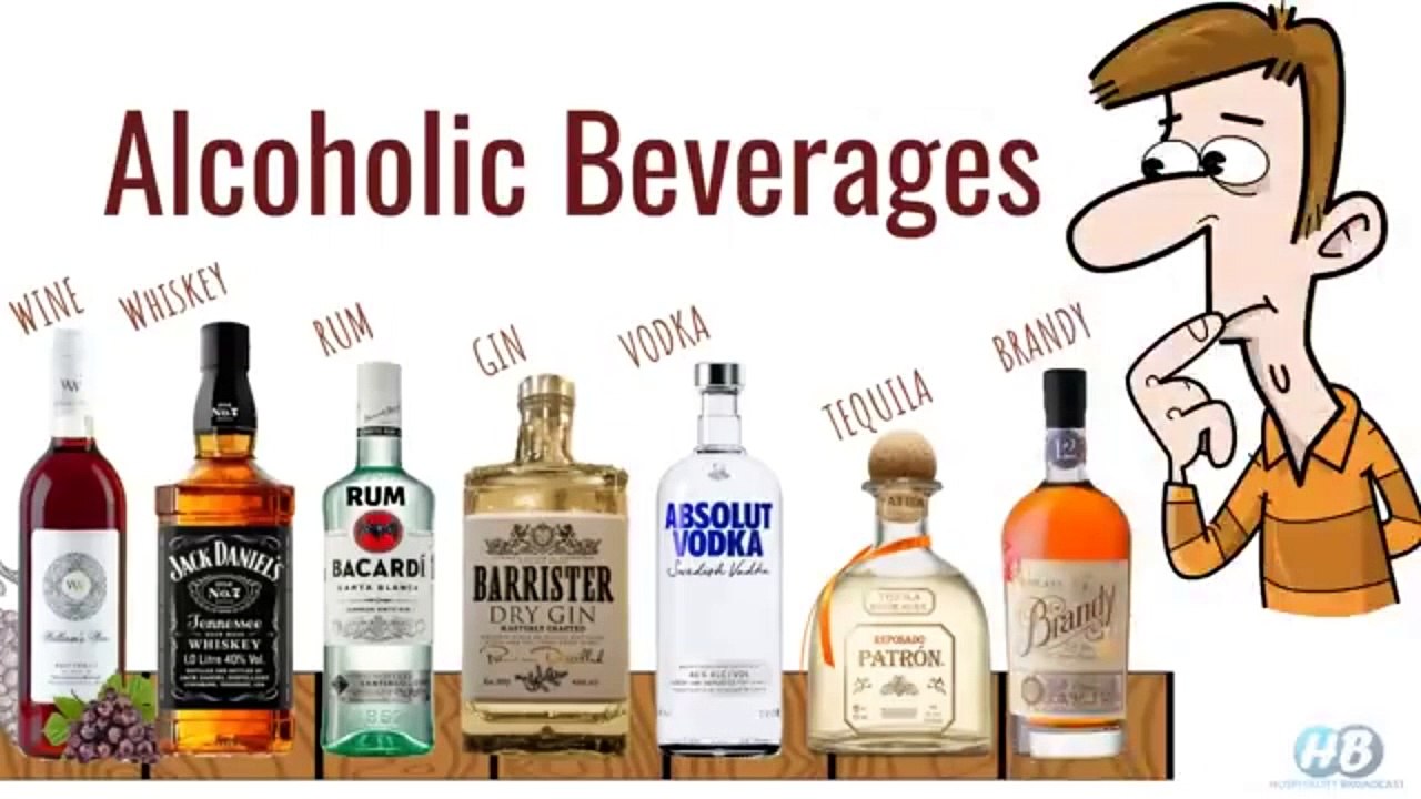 Difference between Alcoholic Beverages: Wine/Whiskey/Rum/Gin/Vodka/Tequila/Brandy/Alcohol percentage