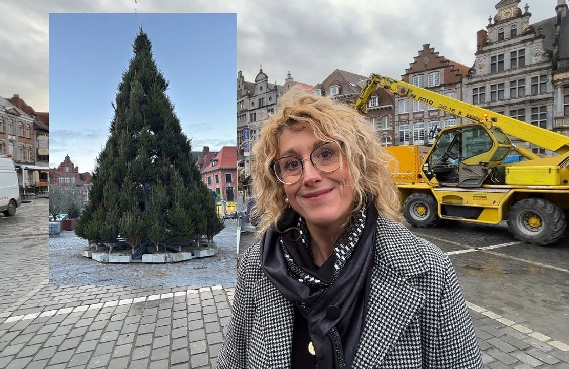 Mon beau sapin en kit sur la Grand-Place de Tournai