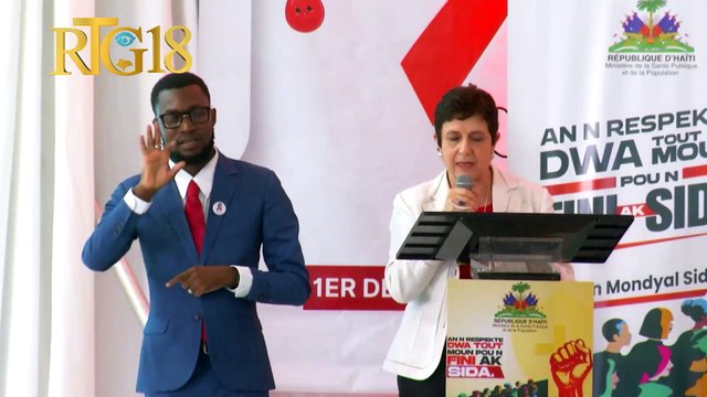 Diskou chèf BINUH an Maria Isabel Salvador nan okazyon jounen mondyal lit kont SIDA