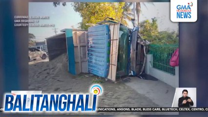 Dump truck na may kargang buhangin, tumagilid | Balitanghali