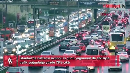 İstanbul'da yağışın etkisiyle trafik yoğunluğu arttı; yüzde 78'e ulaştı