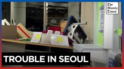 Damage inside South Korean parliament after lawmakers reject martial law