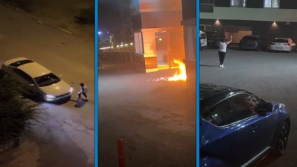 Sitede yere benzin döküp ateşe verdi; güvenliği silahla tehdit edip, aradığı kişiyi çağırmasını istedi