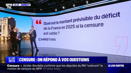 Quel est le montant prévisible du déficit de la France en 2025 si la censure est votée? BFMTV répond à vos questions sur la motion de censure