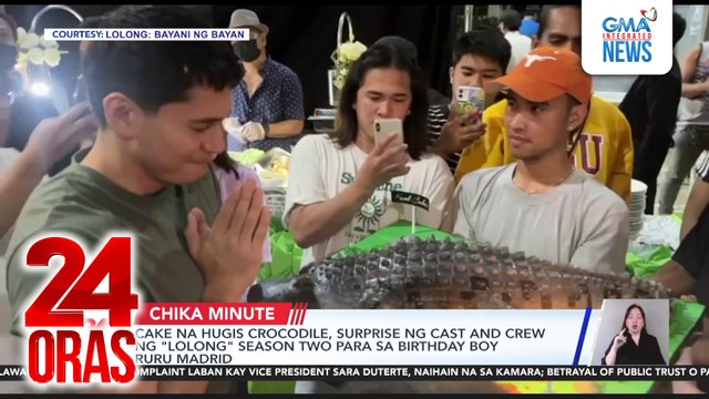 Cake na hugis crocodile, surprise ng cast and crew ng Lolong season two para sa birthday boy Ruru Madrid | 24 Oras