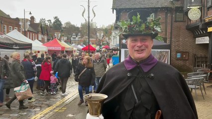 Interview with Haslemere's Town Crier, Christian Ashdown, at town's annual Christmas fair