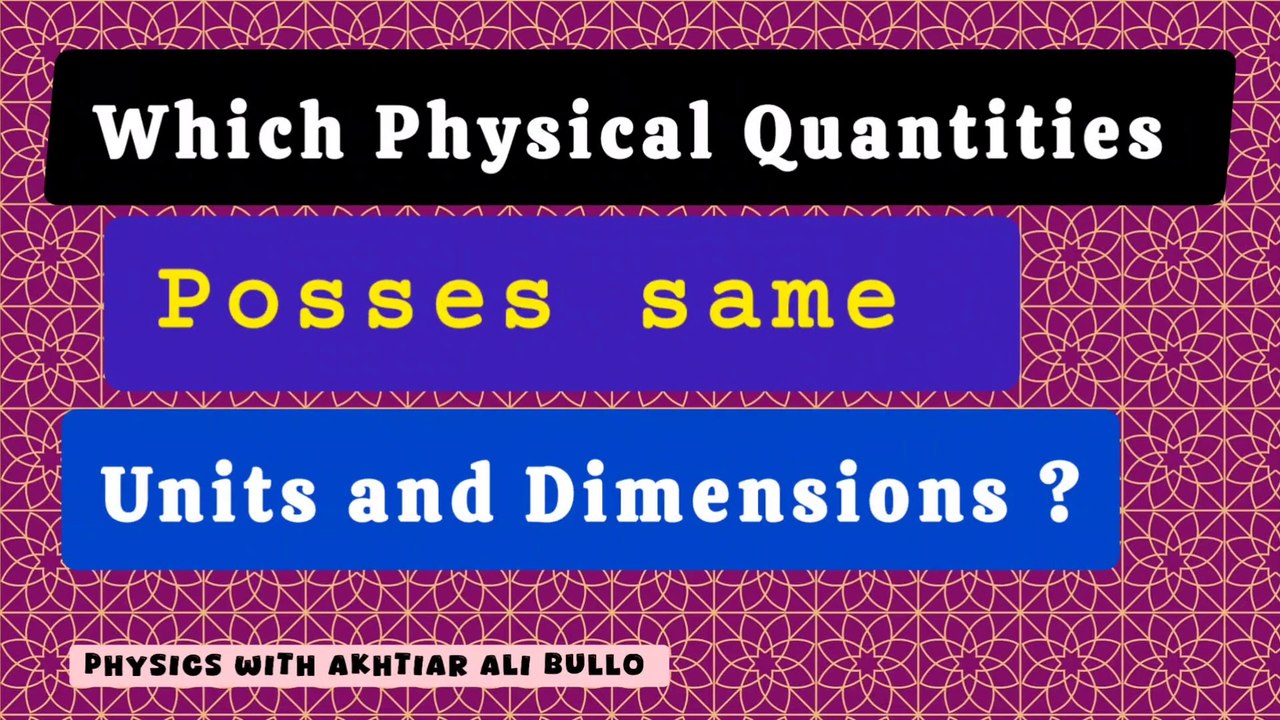 Which physical quantities posses same units and dimensions_Names of physical quantities having same units and dimensions
