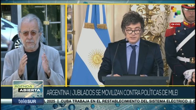 Movilización de jubilados contra políticas neoliberales del pdte. Milei