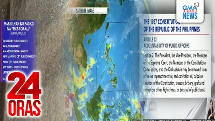 24 Oras: (Part 2) Mga opisyal ng gobyernong naharap sa reklamong impeachment; Murang bigas sa NCR; Huminang amihan at lagay ng panahon bukas, atbp.