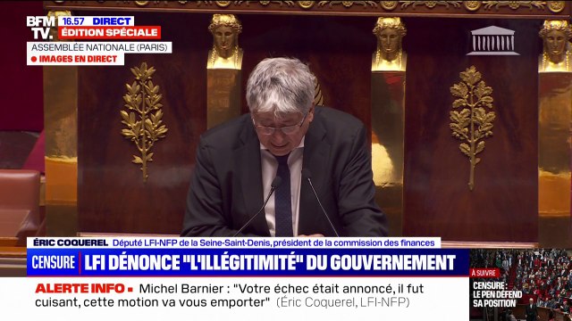Motion de censure: Vous chuterez dans le déshonneur , adresse Éric Coquerel au gouvernement de Michel Barnier
