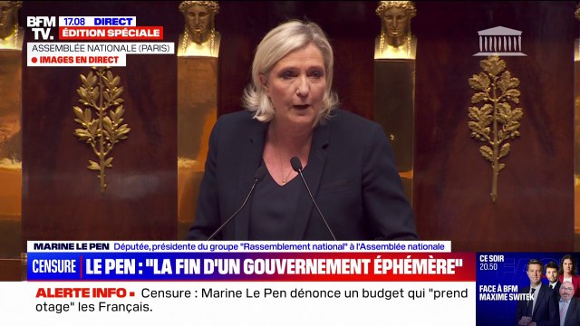 Ce sont des miettes : Marine Le Pen estime que Michel Barnier n'a pas fait de concessions