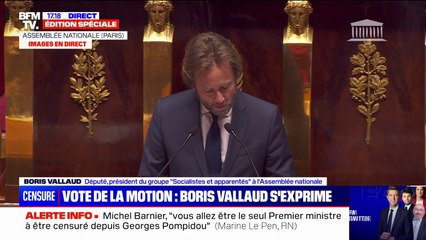 Boris Vallaud (PS) à Michel Barnier: "Pendant des semaines, vous vous êtes enfermé dans un tête-à-tête humiliant avec (l'extrême droite)"