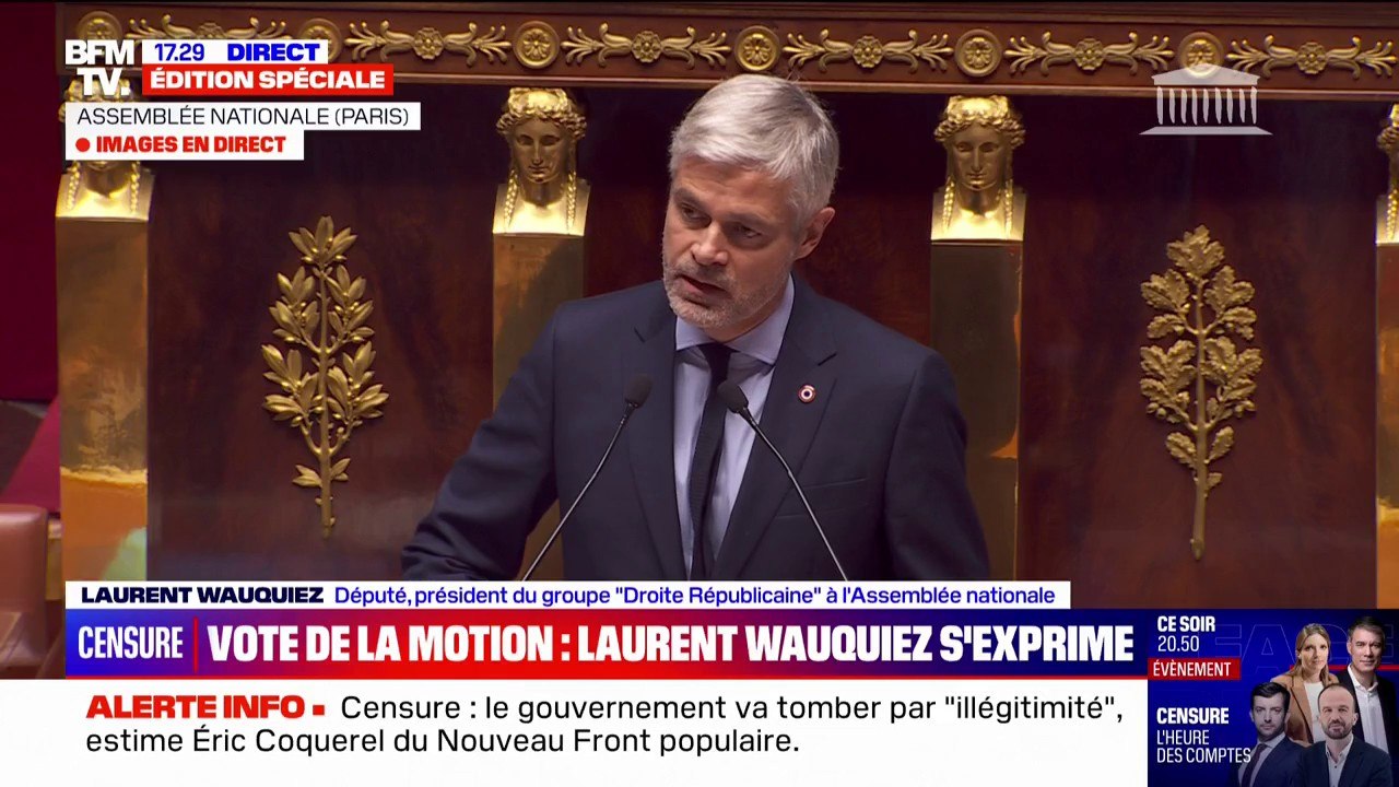 Motion de censure: "Vous faites semblant de vous injurier les uns les autres et vous vous apprêtez à voter les uns avec les autres", déclare Laurent Wauquiez