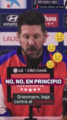 Simeone confirma la baja de Griezmann contra el Cacereño