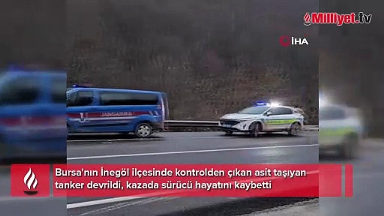 Bursa'da feci kaza! Asit yüklü TIR devrildi: 1 ölü