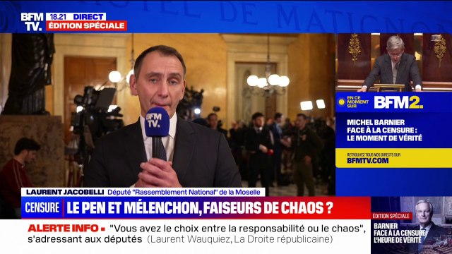 Motion de censure: Ce soir il devra faire ses valises déclare Laurent Jacobelli (RN) à propos de Michel Barnier
