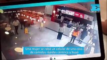 Una mujer se robó un celular de una casa de comidas rápidas céntrica y huyó