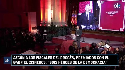 Azcón a los fiscales del procés, premiados con el Gabriel Cisneros: "Sois héroes de la democracia"