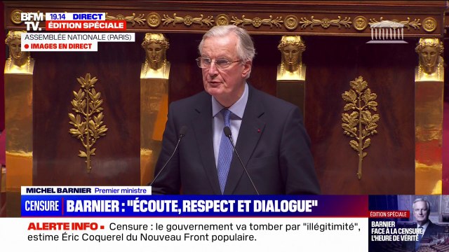 Motion de censure: La réalité (…) ne disparaîtra pas par l'enchantement d'une motion de censure , estime Michel Barnier