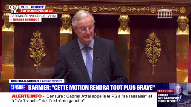 Motion de censure: Un honneur d'avoir servi avec dignité la France et les Français , déclare Michel Barnier