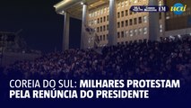 Milhares de sul-coreanos protestam pela renúncia do presidente após tentativa de lei marcial