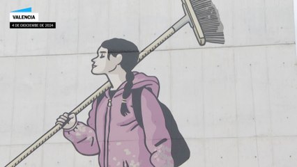 Un mural rinde homenaje a los voluntarios tras la dana de Valencia